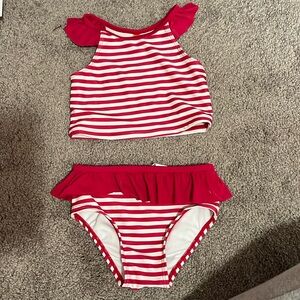 Joe fresh pink and white two piece swimsuit 18-24 months